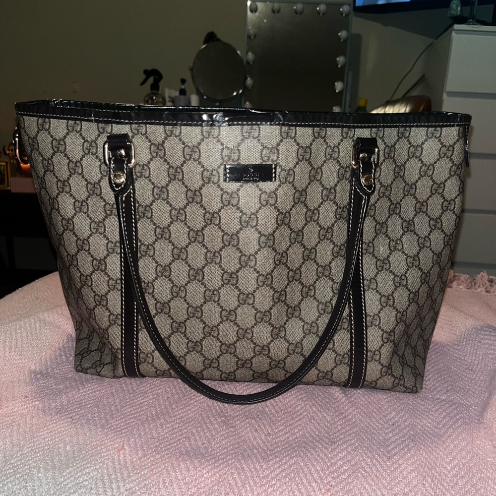 Gucci Monogram Beige and Black Tote